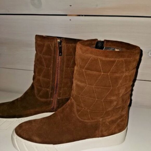 $595 NEW Aquatalia Size 8.5 M Brown Platform Sneaker style Suede Women's Boots - Picture 10 of 10